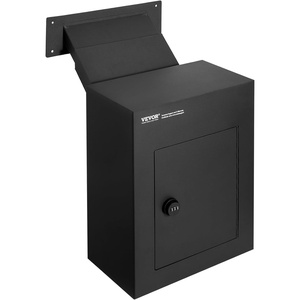 image:imageVEVOR Through The Wall Drop Box Deposit Safe 13x7x17 Rainproof Heavy Duty Steel Mailbox with Combination Lock for Wall Thickness 2879 Home Office Locking Wall Mount Mail Drop Box Black