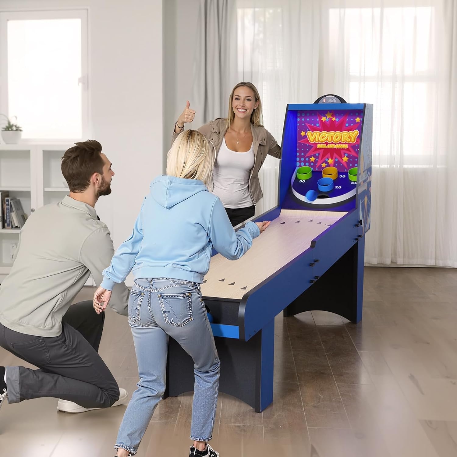 image:imageVEVOR Roll and Score Classic Arcade GameTable Sky Ball Table Machine LED ElectronicScorer amp Track Lighting Sound Automatic BallReturn Home Recreation Game Room8