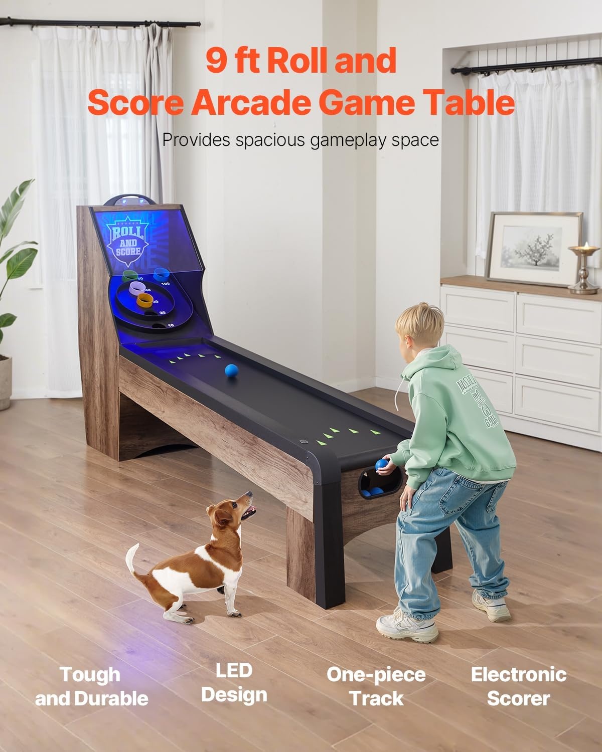 image:imageVEVOR Roll and Score Classic Arcade GameTable Sky Ball Table Machine LED ElectronicScorer amp Track Lighting Sound Automatic BallReturn Home Recreation Game Room9
