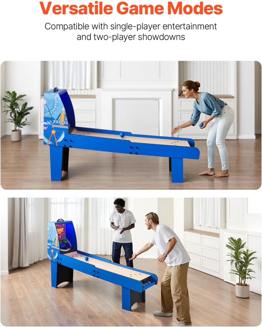image:imageVEVOR Roll and Score Classic Arcade GameTable Sky Ball Table Machine LED ElectronicScorer amp Track Lighting Sound Automatic BallReturn Home Recreation Game Room8