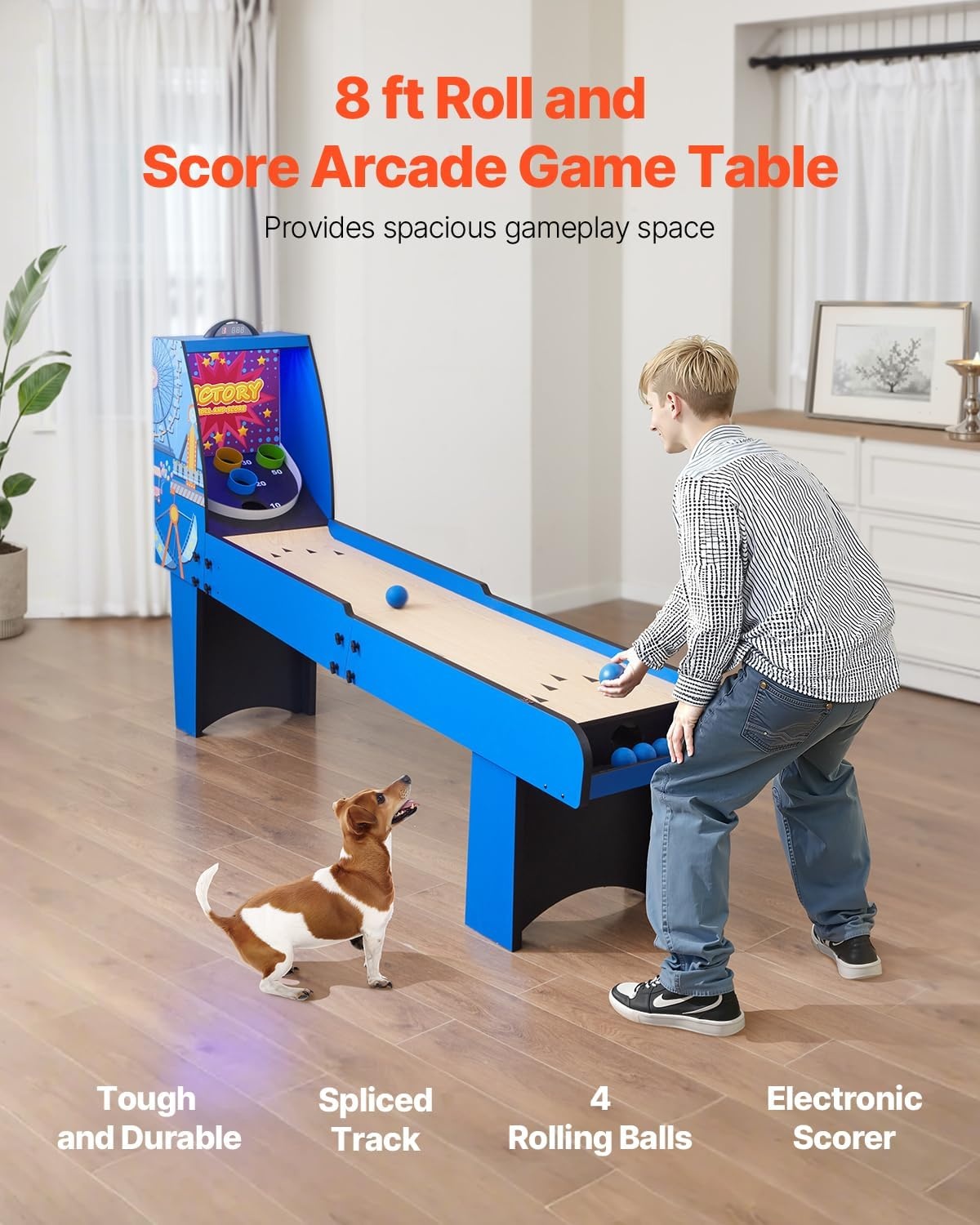image:imageVEVOR Roll and Score Classic Arcade GameTable Sky Ball Table Machine LED ElectronicScorer amp Track Lighting Sound Automatic BallReturn Home Recreation Game Room8