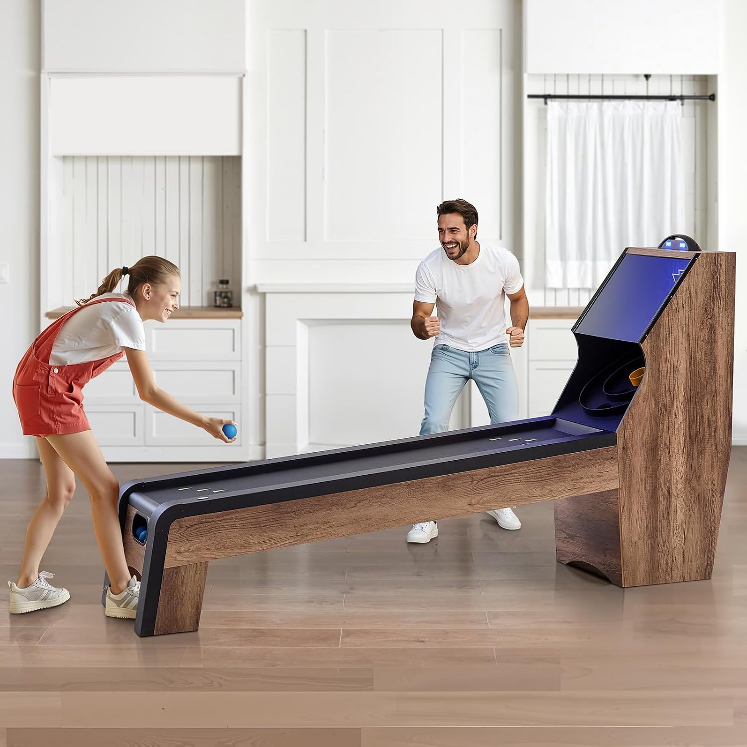 image:imageVEVOR Roll and Score Classic Arcade GameTable Sky Ball Table Machine LED ElectronicScorer amp Track Lighting Sound Automatic BallReturn Home Recreation Game Room9