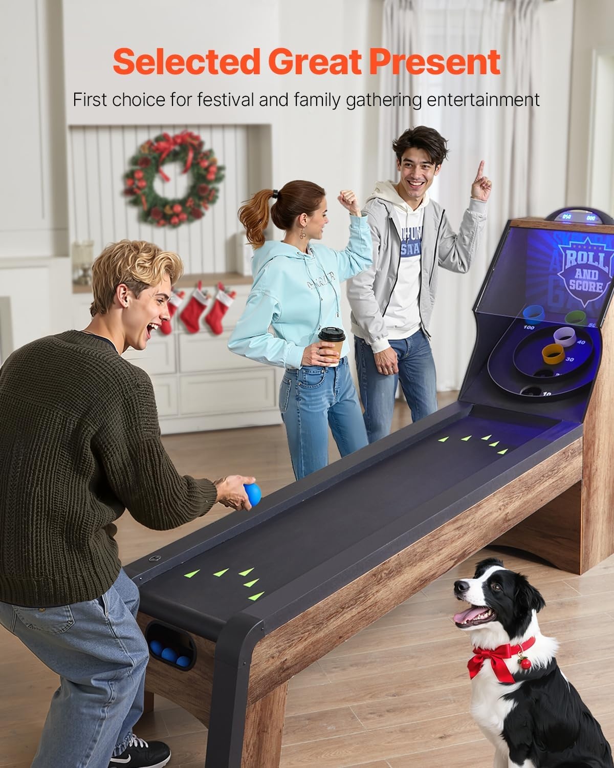 image:imageVEVOR Roll and Score Classic Arcade GameTable Sky Ball Table Machine LED ElectronicScorer amp Track Lighting Sound Automatic BallReturn Home Recreation Game Room9