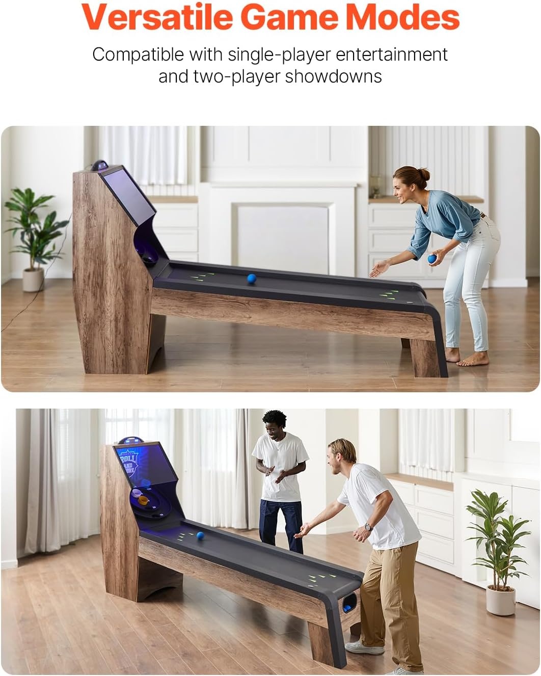 image:imageVEVOR Roll and Score Classic Arcade GameTable Sky Ball Table Machine LED ElectronicScorer amp Track Lighting Sound Automatic BallReturn Home Recreation Game Room9