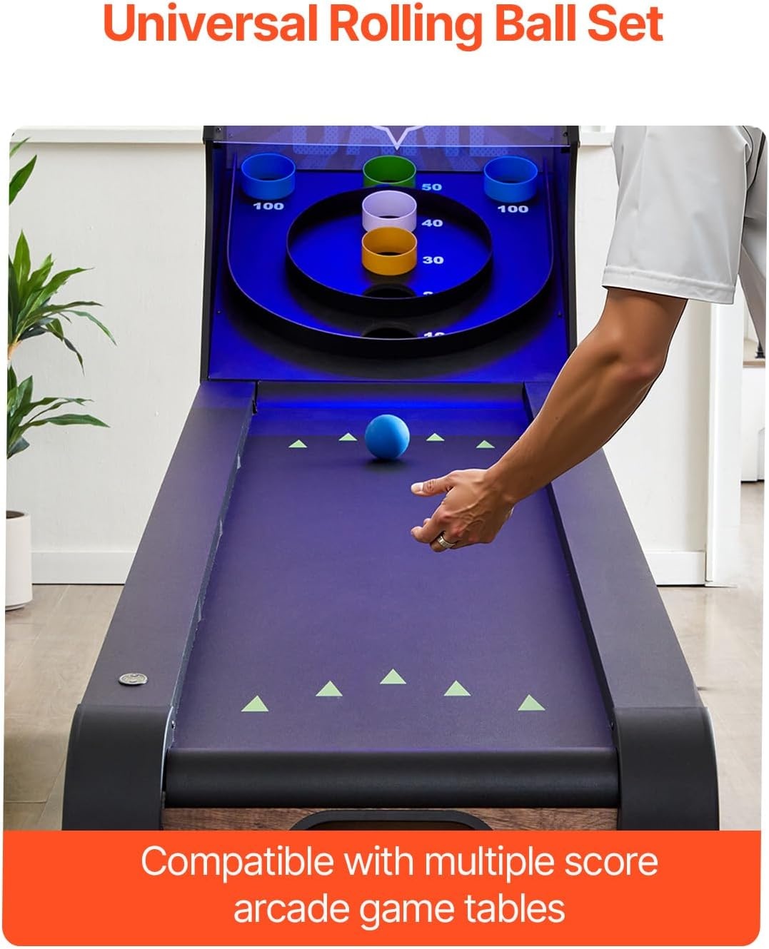 image:imageVEVOR Roll and Score Classic Arcade GameTable Sky Ball Table Machine LED ElectronicScorer amp Track Lighting Sound Automatic BallReturn Home Recreation Game Room4 Balles