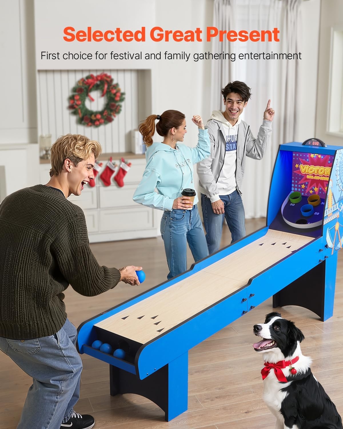 image:imageVEVOR Roll and Score Classic Arcade GameTable Sky Ball Table Machine LED ElectronicScorer amp Track Lighting Sound Automatic BallReturn Home Recreation Game Room8