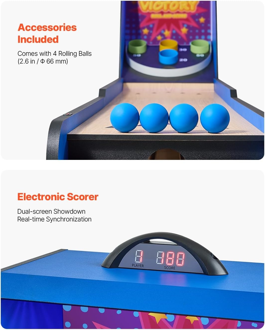 image:imageVEVOR Roll and Score Classic Arcade GameTable Sky Ball Table Machine LED ElectronicScorer amp Track Lighting Sound Automatic BallReturn Home Recreation Game Room8