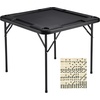 image:imageVEVOR Mahjong Table 4 Player Folding Domino Table with WearResistant Green Tabletop Portable Square Card Table with 4 Cup Holders amp 4 Chip Trays for Mahjong Poker Puzzles 354 x 354inchBlack