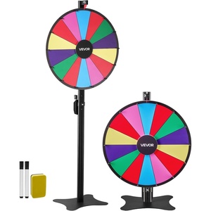 image:imageVEVOR 24 in Spinning Prize Wheel 14 Slots Spinning Wheel with Stand Adjustable Height Win Fortune Roulette with a Dry Erase and 2 Markers 6 Colors Easy Assembly for Party Pub Trade Show Carnival