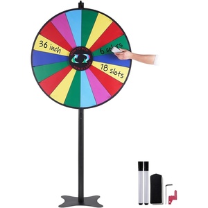 image:imageVEVOR 36 inch Spinning Prize Wheel 18 Slots Spinning Wheel Roulette Wheel with a Dry Erase and 2 Markers Tabletop or Floor Standing Win Fortune Spin Games in Party Pub Trade Show Carnival36 INCH