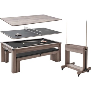 image:imageVEVOR 7ft 3in1 Multi Game Table with Dining Pool and Tennis Table for Family Game Room Adults Includes Full Set of Accessories2 Benches for Storage and Accessories
