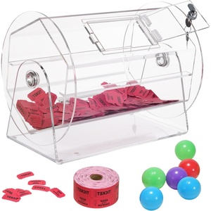 image:imageVEVOR Acrylic Raffle DrumProfessional Raffle Ticket Spinning Cage with 2 Keys Transparent Lottery Spinning Drawing Holds 10000 Tickets or 300 Raffle Balls Raffle Ticket Box for Lottery Games Bing22 x 18 inch  Large