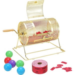 image:imageVEVOR Lottery Cage Capacity for 5000 Tickets or 200 Ping Pong Balls 161 x 12 inch Durable Metal Construction with Wooden Handle Brass Finish for Bingo and Ballot Events12x8inchSmall
