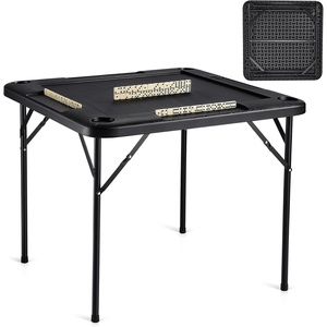 image:imageVEVOR Mahjong Table 4 Player Folding Domino Table with WearResistant Green Tabletop Portable Square Card Table with 4 Cup Holders amp 4 Chip Trays for Mahjong Poker Puzzles 354 x 354inchBlack