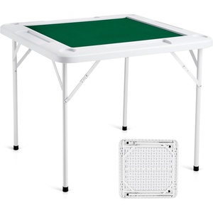 image:imageVEVOR Mahjong Table 4 Player Folding Domino Table with WearResistant Green Tabletop Portable Square Card Table with 4 Cup Holders amp 4 Chip Trays for Mahjong Poker Puzzles 354 x 354inchGreen