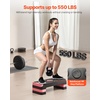 image:imageVEVOR Aerobic Exercise Step Platform 28Inch Workout Aerobic Stepper Height Adjustable Fitness Training Step Deck Trainer with 4 Risers NonSlip Surface Bench for Home Gym Cardio StrengthRed