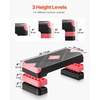 image:imageVEVOR Aerobic Exercise Step Platform 28Inch Workout Aerobic Stepper Height Adjustable Fitness Training Step Deck Trainer with 4 Risers NonSlip Surface Bench for Home Gym Cardio StrengthRed
