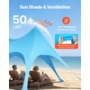 image:imageVEVOR Beach Tent Sun Shelter UPF50 Sun Protection Easy Pop Up Beach Canopy with Sandbags Stability Poles Sand Shovels Portable Shade for Family Outings Camping FishingBlue2013 FT 3 Pole8 Sandbags