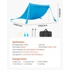 image:imageVEVOR Beach Tent Sun Shelter UPF50 Sun Protection Easy Pop Up Beach Canopy with Sandbags Stability Poles Sand Shovels Portable Shade for Family Outings Camping FishingBlue1111 FT 2 Pole4 Sandbags