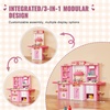image:imageVEVOR Interactive Wooden Toy Play Kitchen Playset for Kids with Lights and Sounds Corner Design with Ice Maker Oven Sink Clock Microwaves Refrigerator and Accessories for Girls amp Boys WhitePink