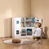 image:imageVEVOR Interactive Wooden Toy Play Kitchen Playset for Kids with Lights and Sounds Corner Design with Ice Maker Oven Sink Clock Microwaves Refrigerator and Accessories for Girls amp Boys WhiteWhite