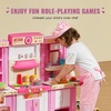image:imageVEVOR Interactive Wooden Toy Play Kitchen Playset for Kids with Lights and Sounds Corner Design with Ice Maker Oven Sink Clock Microwaves Refrigerator and Accessories for Girls amp Boys WhitePink