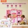 image:imageVEVOR Interactive Wooden Toy Play Kitchen Playset for Kids with Lights and Sounds Corner Design with Ice Maker Oven Sink Clock Microwaves Refrigerator and Accessories for Girls amp Boys WhitePink