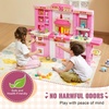 image:imageVEVOR Interactive Wooden Toy Play Kitchen Playset for Kids with Lights and Sounds Corner Design with Ice Maker Oven Sink Clock Microwaves Refrigerator and Accessories for Girls amp Boys WhitePink