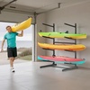 image:imageVEVOR Kayak Storage Rack for 3 Kayaks Holds 200 lbs Heavy Duty Adjustable Freestanding Stand with Lockable Wheels for Indoor Outdoor Garage Shed Dock Holder for Canoe SUP Surfboard amp PaddleboardStand4 KayaksBlack