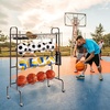image:imageVEVOR Rolling Sports Ball Storage Cart Lockable Basketball Cage with Double Lids Sport Equipment Holder Organizer for Indoor Outdoor Steel Storage Rack for Garages Playgroup Gym and Schools4tiers rack