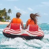 image:imageVEVOR Towable Tubes for Boating 2Rider Inflatable Boat Tubes and Towables 340 lbs Capacity Water Sport Tubes for Boat to Pull  with 2 Cockpits Full Nylon Cover Padded Grab Handles amp Safety Valve2Riders