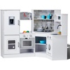 image:imageVEVOR Interactive Wooden Toy Play Kitchen Playset for Kids with Lights and Sounds Corner Design with Ice Maker Oven Sink Clock Microwaves Refrigerator and Accessories for Girls amp Boys WhiteWhite
