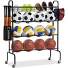image:imageVEVOR Rolling Sports Ball Storage Cart Lockable Basketball Cage with Double Lids Sport Equipment Holder Organizer for Indoor Outdoor Steel Storage Rack for Garages Playgroup Gym and Schools4tiers rack