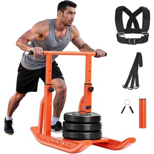 image:imageVEVOR Football Sleds and Chutes Weight Sled Football Training Pull Push Running Sled Fitness Workout Sled Push Gym Equipment Adjustable Height Handle Compatible 12 in Weight PlatesTHandle Orange