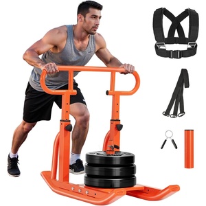 image:imageVEVOR Football Sleds and Chutes Weight Sled Football Training Pull Push Running Sled Fitness Workout Sled Push Gym Equipment Adjustable Height Handle Compatible 12 in Weight PlatesFullRange Handle