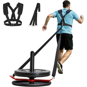 image:imageVEVOR Football Sleds and Chutes Weight Sled Football Training Pull Push Running Sled Fitness Workout Sled Push Gym Equipment Adjustable Height Handle Compatible 12 in Weight Plates360 Rotation