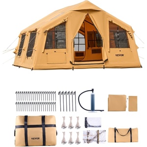 image:imageVEVOR Inflatable Tents for Camping Easy Setup Blow up Tent with Hand Pump 4 Season Glamping Tent with Stove Jack Doors amp Mesh Windows Storage Bag Included for Easy Taking812 Person With 2 Skylights