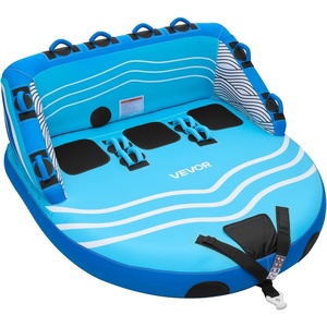 image:imageVEVOR Towable Tubes for Boating 2Rider Inflatable Boat Tubes and Towables 340 lbs Capacity Water Sport Tubes for Boat to Pull  with 2 Cockpits Full Nylon Cover Padded Grab Handles amp Safety Valve3Riders