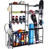 image:imageHappybuy Golf Storage Garage Organizer 2 Bag Stand Sports Equipment Rack Steel Cart Black with Baskets amp Hooks