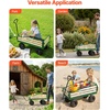 image:imageVEVOR 39 inch Pull Along Kids Wagon Red Rolling Utility Cart Wagons for Kids Cargo Wagon for Garden Beach Camping for Child PresentBlackgreen