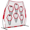 image:imageVEVOR 8 x 8 ft Football Trainer Throwing Net Training Throwing Target Practice Net with 6 Target Pockets Knotless Net Includes Straps and Portable Carry Case Improve QB Throwing AccuracyRed