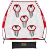 image:imageVEVOR 8 x 8 ft Football Trainer Throwing Net Training Throwing Target Practice Net with 6 Target Pockets Knotless Net Includes Straps and Portable Carry Case Improve QB Throwing AccuracyRed