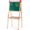 image:imageVEVOR Art Easel for Kids 2in1 Wooden DoubleSided Kids Art Easel with Magnetic Whiteboard amp Chalkboard Adjustable Standing Rotatable Foldable Drawing Board with Painting Accessories for Boy Girl3in1 Wooden