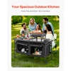 image:imageVEVOR Camping Kitchen Station 3 Adjustable Height Folding Outdoor Camp Cooking Table with Storage Organizer Quick Setup for Patio BBQ Picnic Glamping TravelingBlack