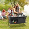 image:imageVEVOR Camping Kitchen Station 3 Adjustable Height Folding Outdoor Camp Cooking Table with Storage Organizer Quick Setup for Patio BBQ Picnic Glamping TravelingBlack