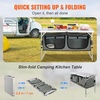 image:imageVEVOR Camping Kitchen Station 3 Adjustable Height Folding Outdoor Camp Cooking Table with Storage Organizer Quick Setup for Patio BBQ Picnic Glamping TravelingGrey