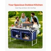 image:imageVEVOR Camping Kitchen Station 3 Adjustable Height Folding Outdoor Camp Cooking Table with Storage Organizer Quick Setup for Patio BBQ Picnic Glamping TravelingBlackblue