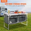 image:imageVEVOR Camping Kitchen Station 3 Adjustable Height Folding Outdoor Camp Cooking Table with Storage Organizer Quick Setup for Patio BBQ Picnic Glamping TravelingGrey