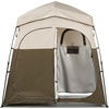 image:imageVEVOR Camping Shower Tent 2Room Portable Privacy Tent Changing Room with Shower Bag Ground Stakes Ropes Carry Bag and Support Poles 150D Oxford Fabric with Silver Coating for Camping FishingKhaki