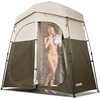 image:imageVEVOR Camping Shower Tent 2Room Portable Privacy Tent Changing Room with Shower Bag Ground Stakes Ropes Carry Bag and Support Poles 150D Oxford Fabric with Silver Coating for Camping FishingKhaki